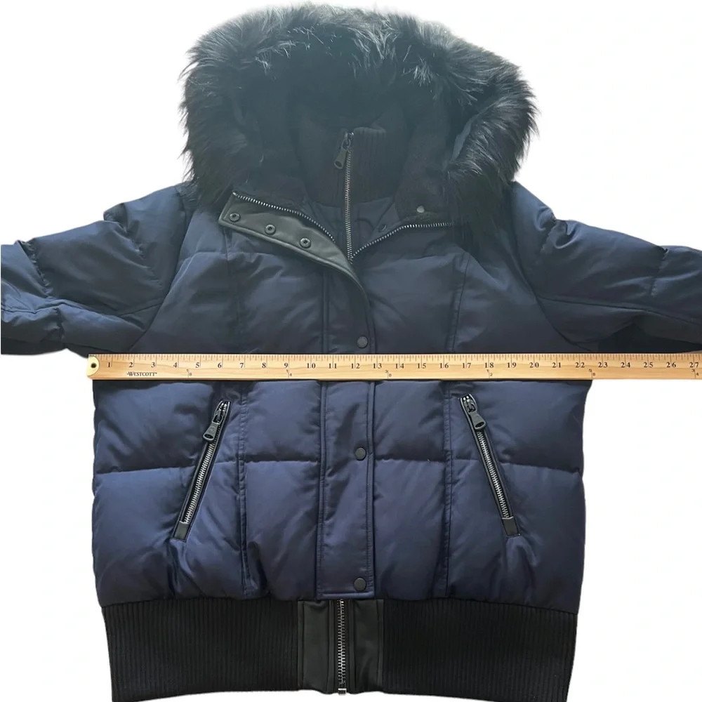 NWT Vince Camuto Quilted Down Fill Bomber Coat with Faux Fur Navy Black XL Women - Picture 7 of 16